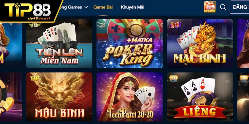 Cách vào sảnh game bài trên nhà cái TIP88