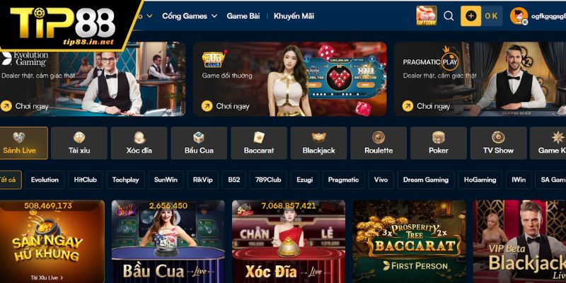 Giới thiệu sảnh chơi Live Casino TIP88
