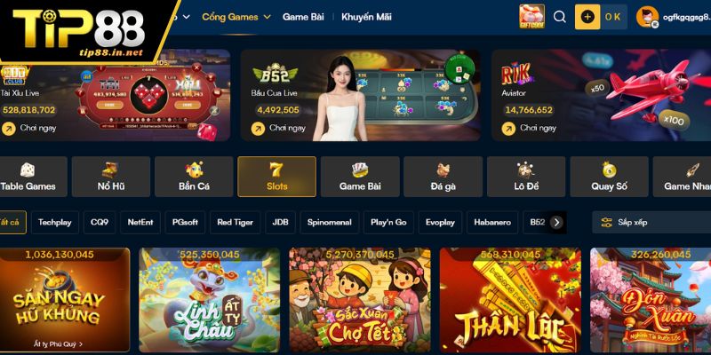 Giới thiệu sảnh chơi Slot game TIP88