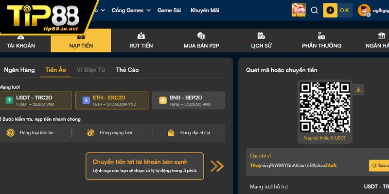 Nạp Tiền TIP88 – Hướng Dẫn Giao Dịch Chi Tiết Cho Tân Thủ Hướng dẫn nạp tiền TIP88 chi tiết cho tân thủ